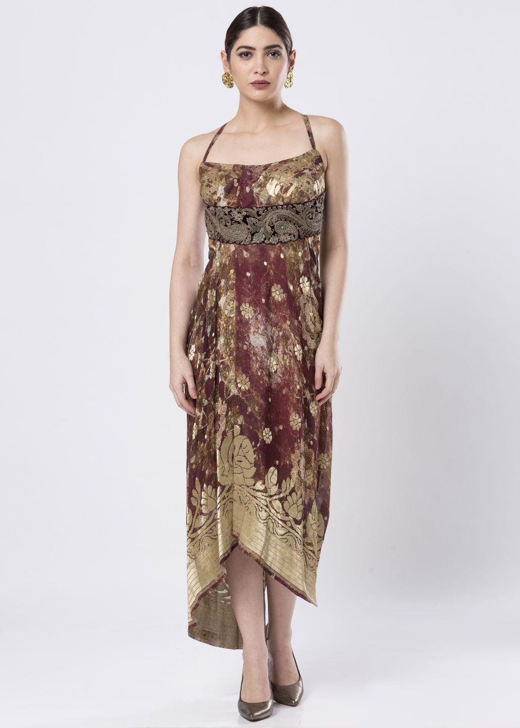 ASYMMETRICAL BROCADE DRESS
