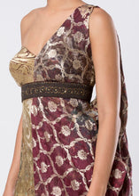 DRAPED BROCADE DRESS