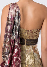 DRAPED BROCADE DRESS