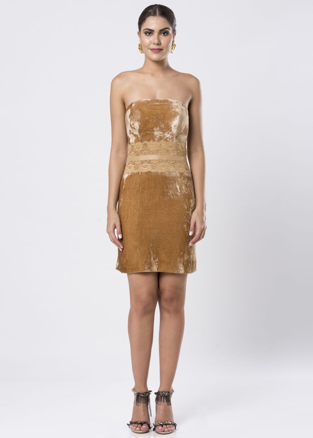 STRAPLESS VELVET DRESS