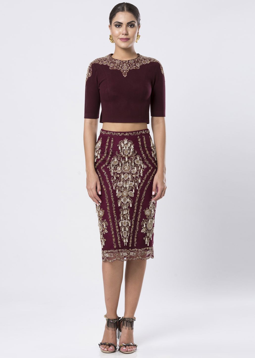 EMBELLISHED BLOUSE & SKIRT SET