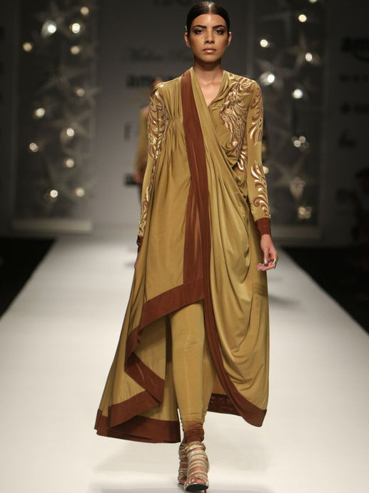 Ombred Long Cape With Churidar