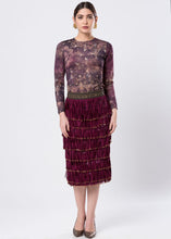 PRINTED TOP & TASSELED SKIRT