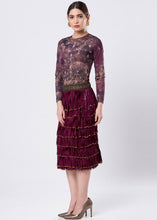 PRINTED TOP & TASSELED SKIRT