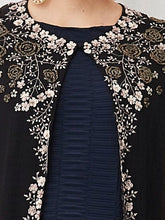 Black and Navy Dress with Cape