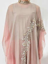 Pink Embroidered Crop Top and Skirt with Attached Cape