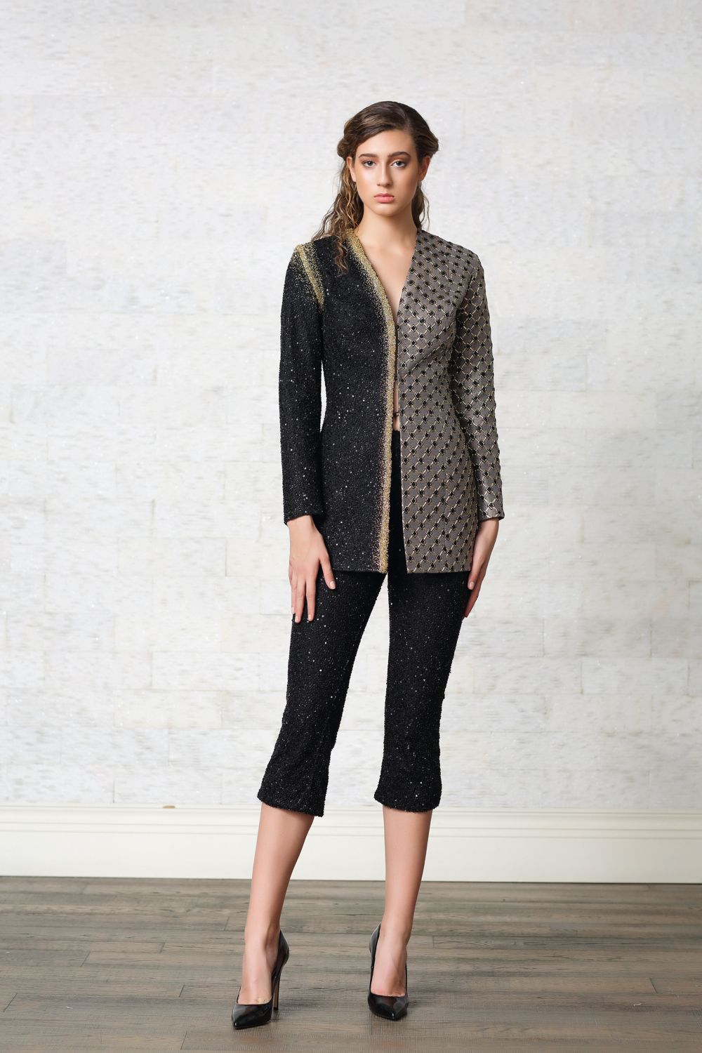 Embroidered Jacket & Capri Pants