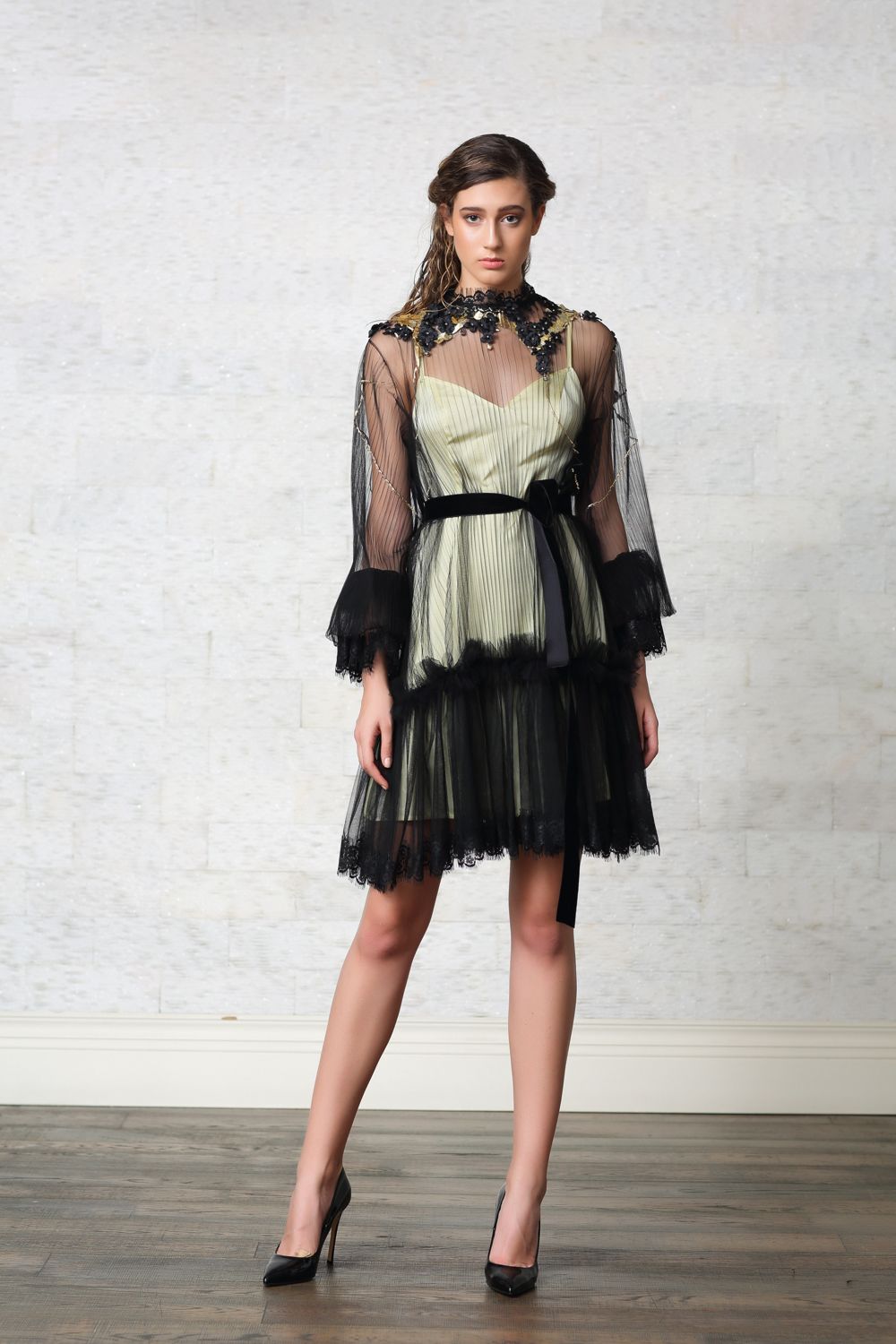 Embroidered Hand-Painted Cocktail Dress