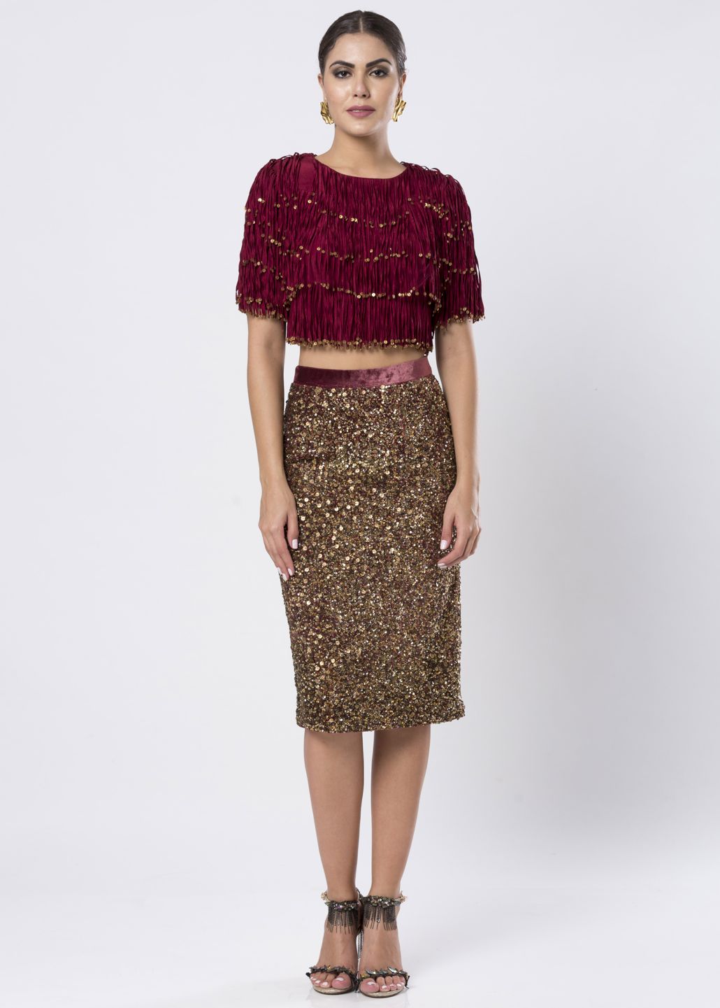 VELVET TOP & SEQUINED SKIRT