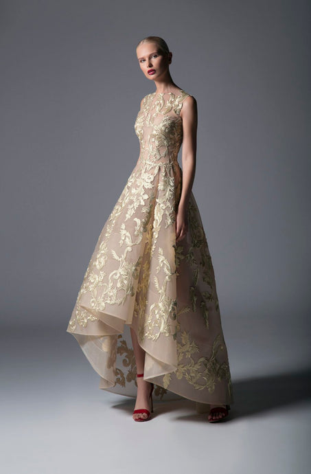EMBROIDERED EVENING GOWN