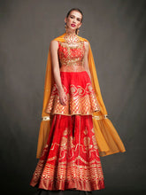 RED EMBROIDERED SHARARA SET