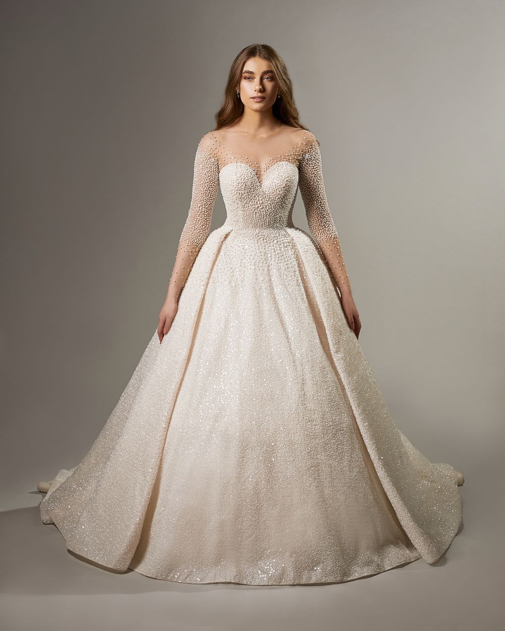 Pearl Beaded Illusion Gown DIAMANTE