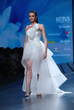 White Tier Draped Ruffle Gown