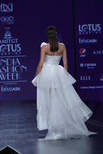 White Tier Draped Ruffle Gown