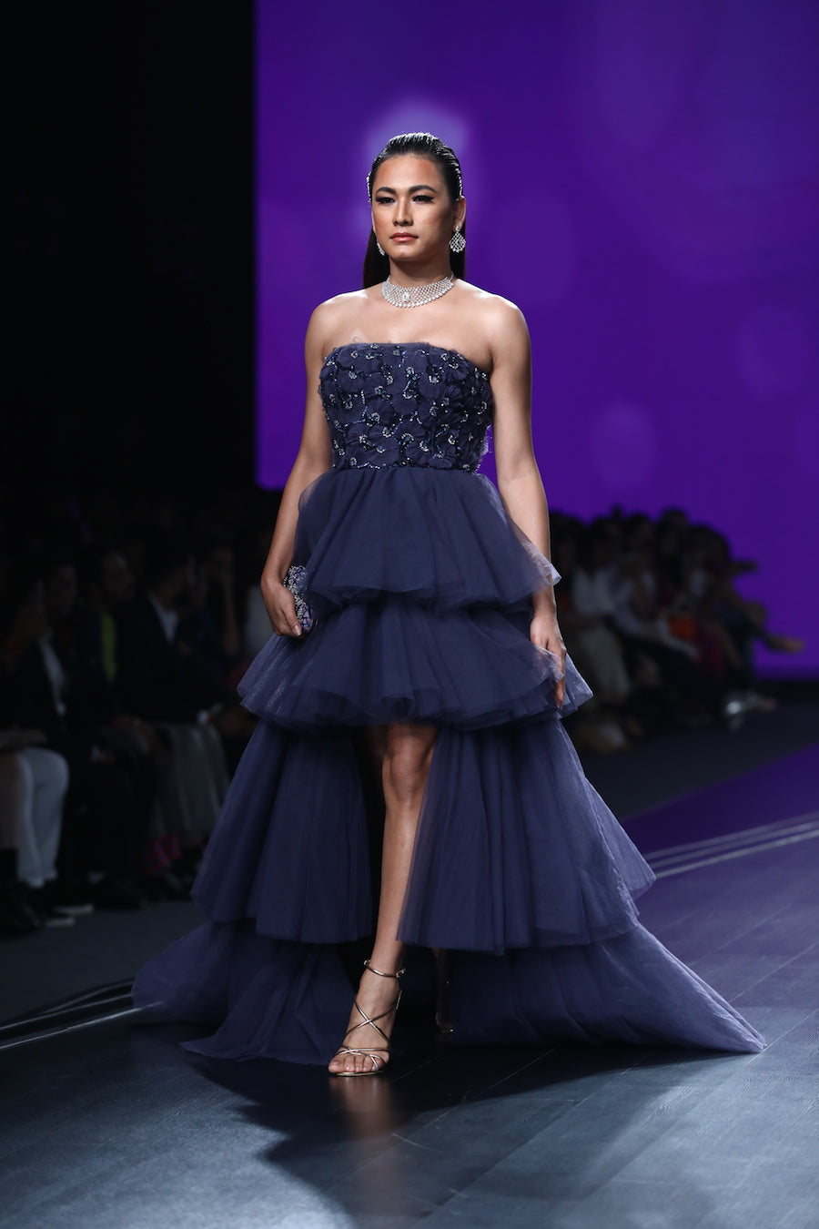 Midnight Blue Embroidered Ball Gown