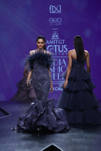 Tanzanite Crystal Ruffle Mermaid Gown