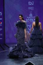 Tanzanite Crystal Ruffle Mermaid Gown