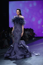 Tanzanite Crystal Ruffle Mermaid Gown