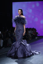 Tanzanite Crystal Ruffle Mermaid Gown