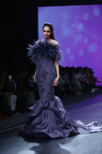 Tanzanite Crystal Ruffle Mermaid Gown