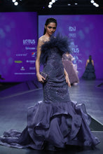 Tanzanite Crystal Ruffle Mermaid Gown
