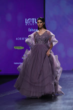 Lavender Applique Ruffled Ball Gown