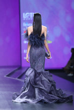 Tanzanite Crystal Ruffle Mermaid Gown