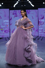 Lavender Applique Ruffled Ball Gown