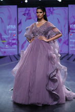 Lavender Applique Ruffled Ball Gown