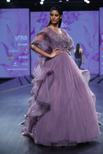 Lavender Applique Ruffled Ball Gown