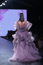 Lavender Applique Ruffled Ball Gown