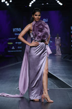 Gown with Organza Floral Drape