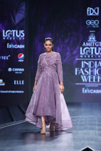 Lavender Bird Motif High Low Dress