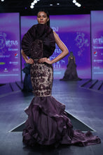 Bordeaux Fan Pleated Mermaid Gown