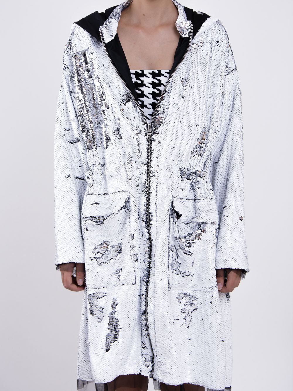 Sequined Hooded Parka
