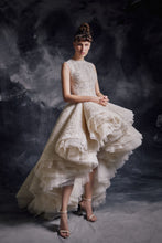 Asymmetrical Ivory & Gold Couture Dress