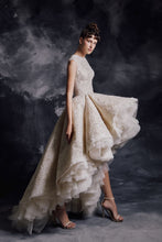 Asymmetrical Ivory & Gold Couture Dress