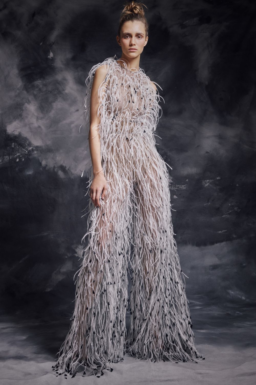 Ostrich Feather Couture Jumpsuit
