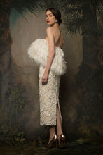 Ostrich Feather Strapless Couture Dress