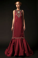 Embroidered Burgundy Couture Dress