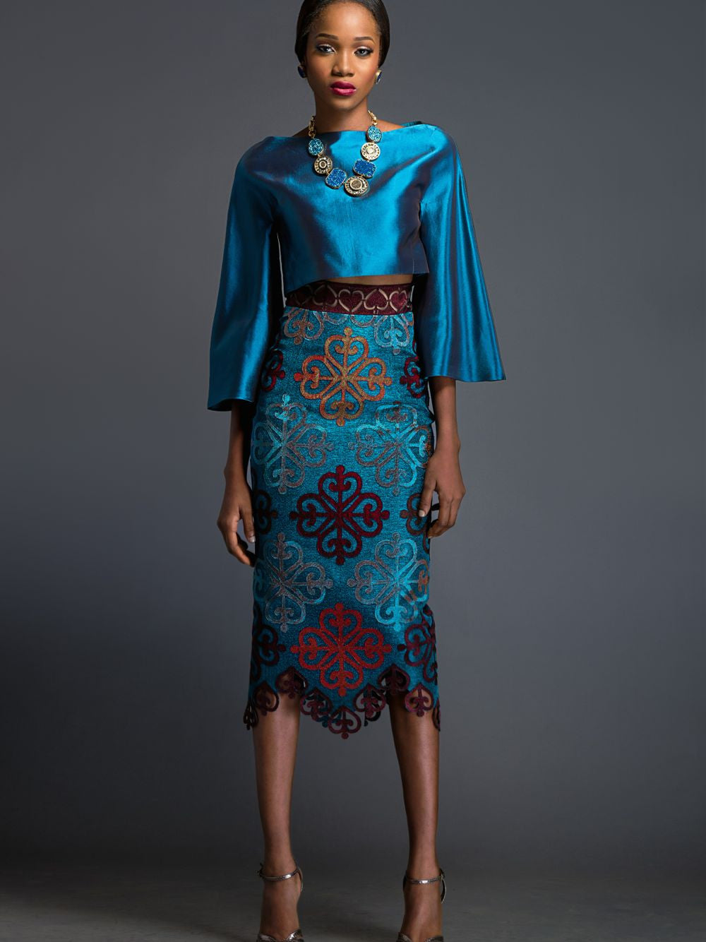Kimono Blouse & Pencil Skirt