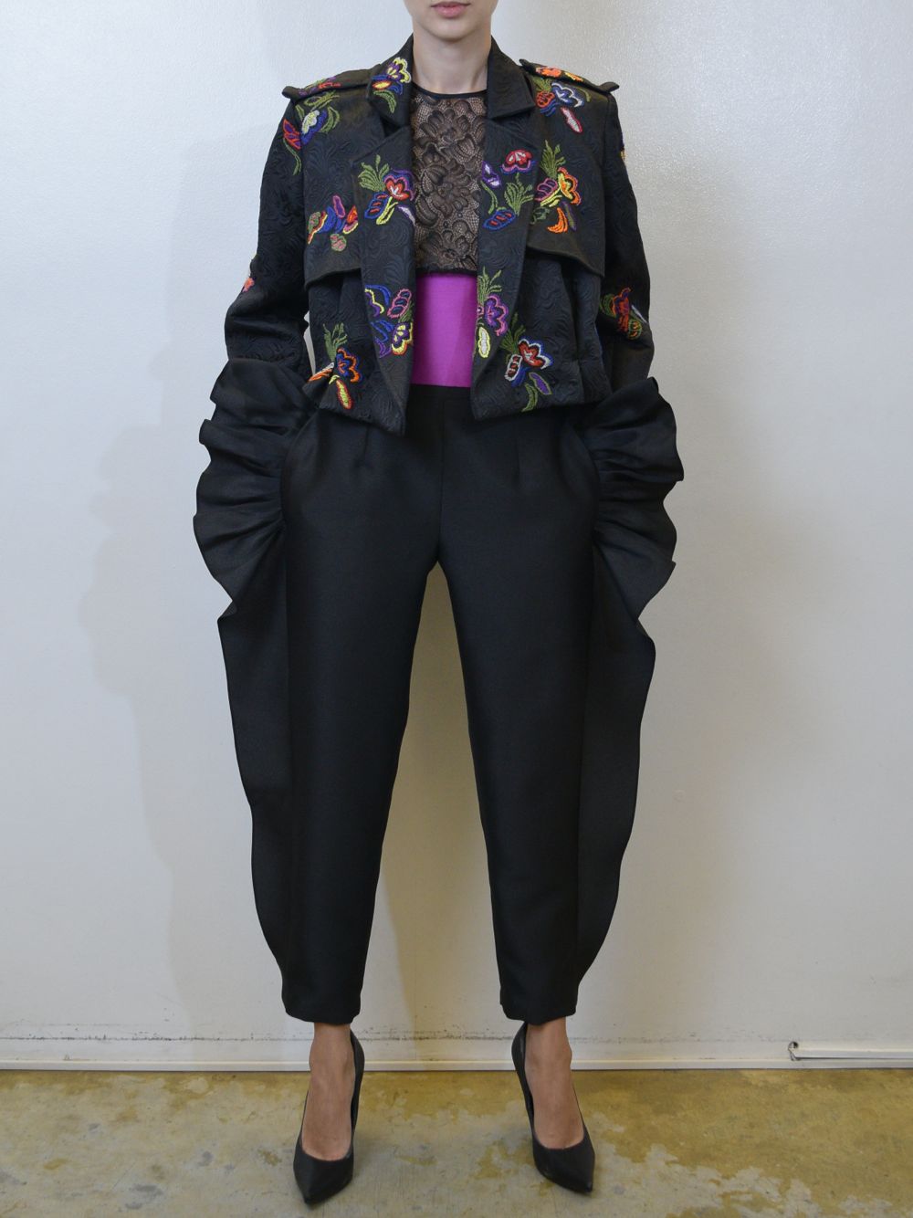 Embroidered Jacket & Silk Pants