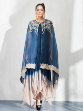 Navy Blue Cape Set with Shaded Dress