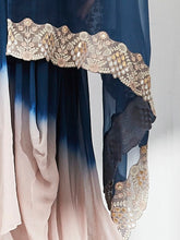 Navy Blue Cape Set with Shaded Dress