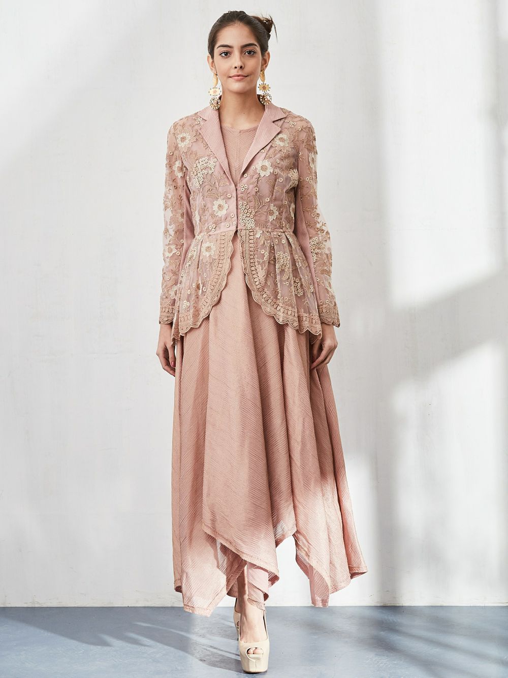 Pink Peplum Jacket with Dress