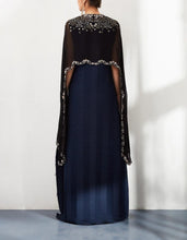 Black and Navy Dress with Cape