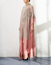 Pink Embroidered Crop Top and Skirt with Attached Cape