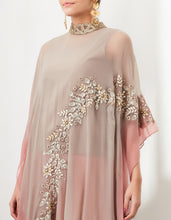 Pink Embroidered Crop Top and Skirt with Attached Cape