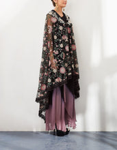 Black Floral Cape Set