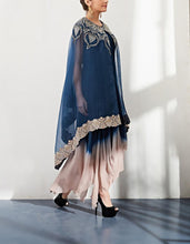 Navy Blue Cape Set with Shaded Dress